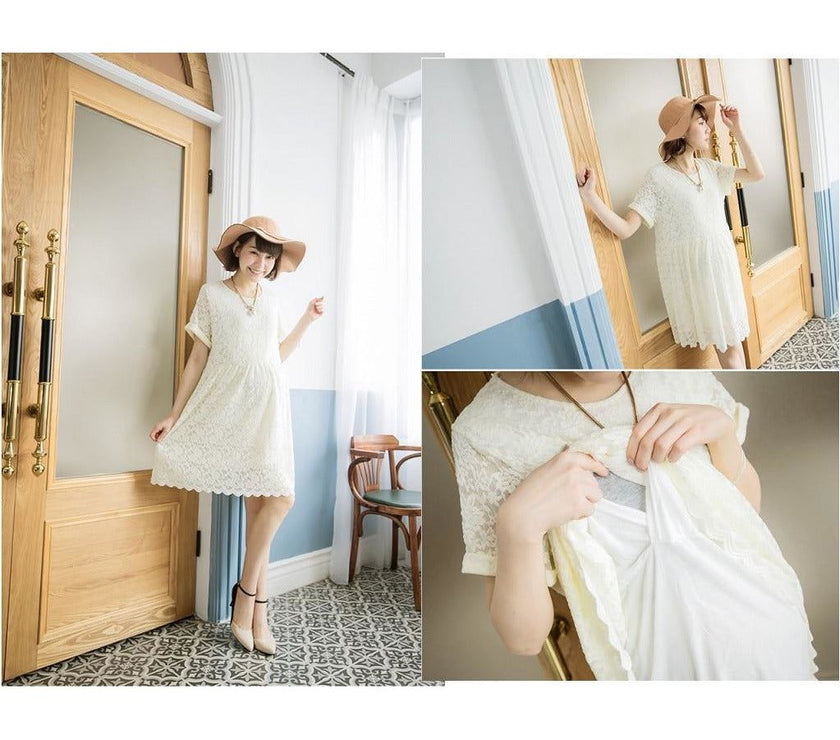LB16670257 Breastfeeding Dress in Beige (Free Size) | Little Baby.