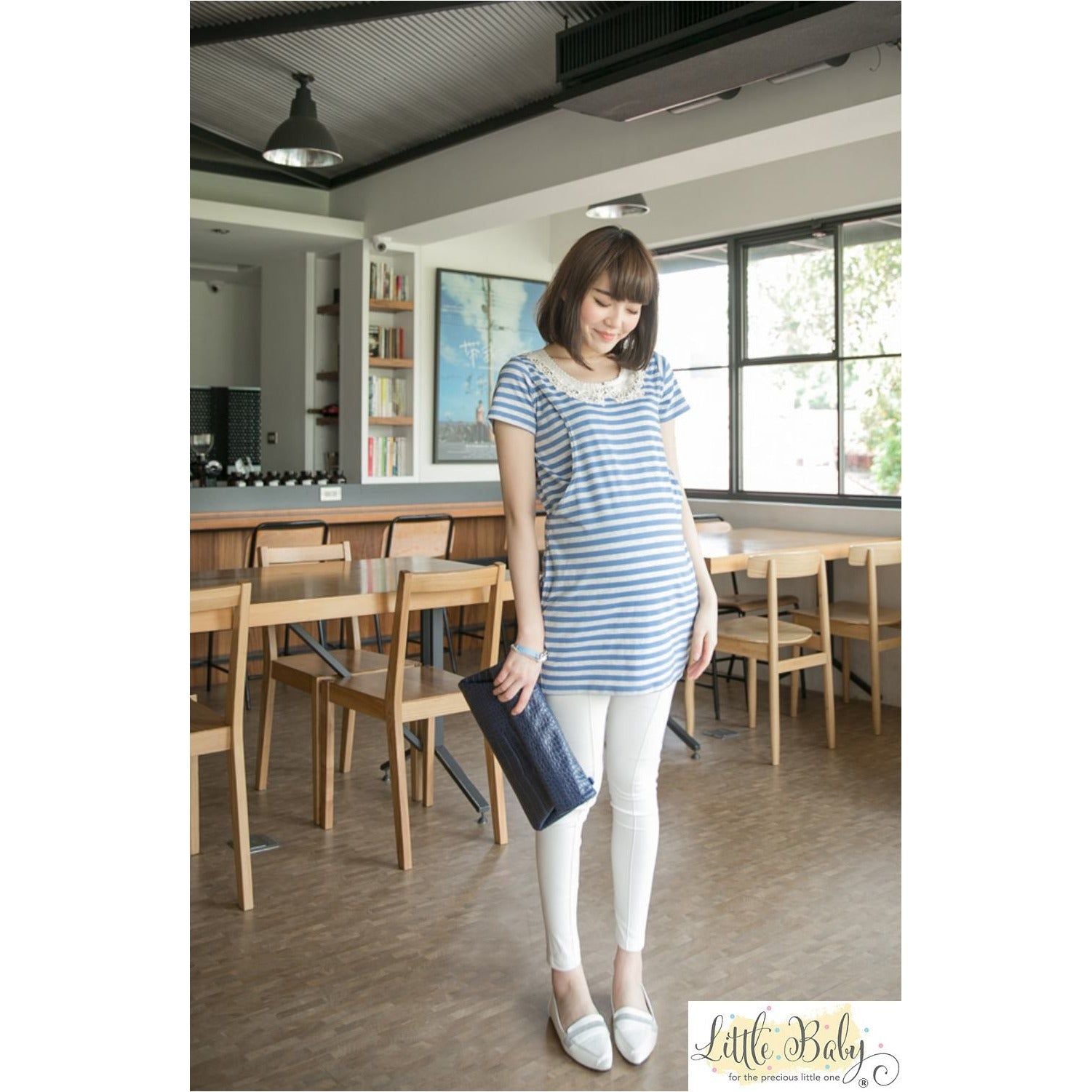LB1667569 Sweet Lace Blue Stripe (Free Size) | Little Baby.