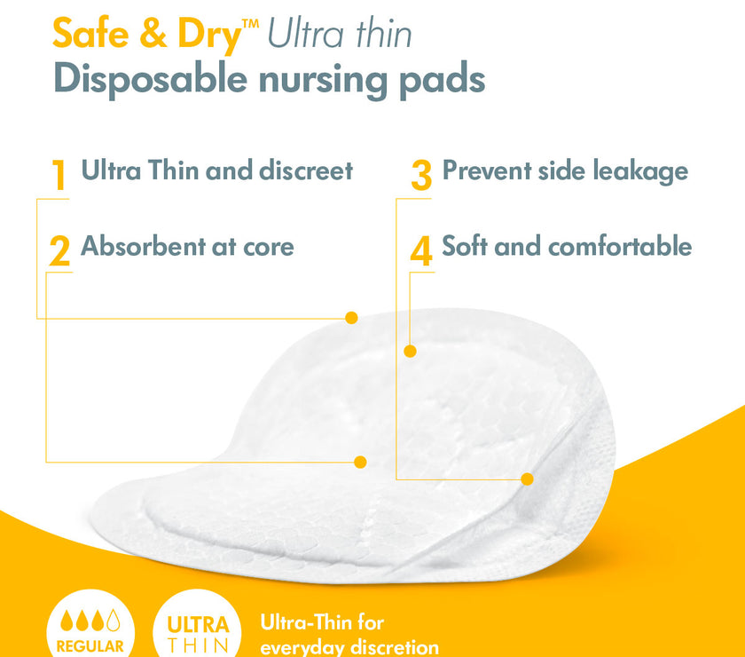 Medela Safe & Dry Ultra Thin Disposable Bra Pads (30s) | Little Baby.