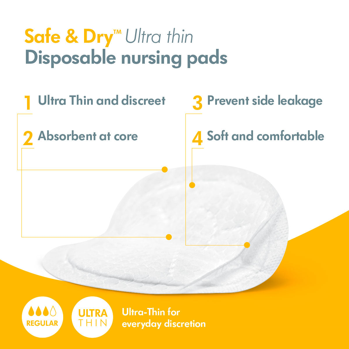 Medela Safe & Dry Ultra Thin Disposable Bra Pads (30s) | Little Baby.