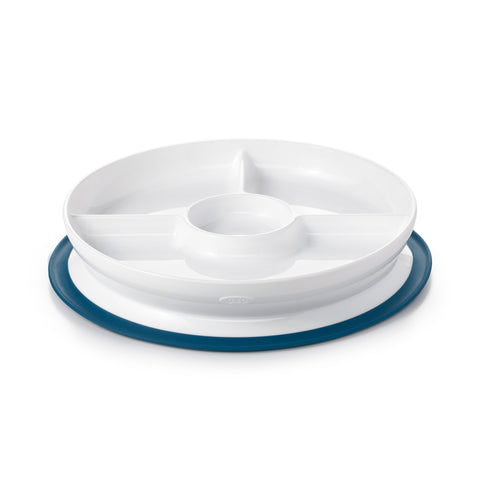 OXO TOT Stick & Stay Suction Divided Plate - Navy | Little Baby.