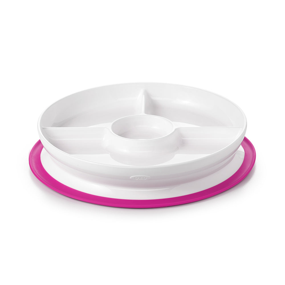 OXO TOT Stick & Stay Suction Divided Plate - Pink | Little Baby.