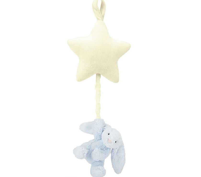 JellyCat Bashful Blue Bunny Star Musical Pull | Little Baby.
