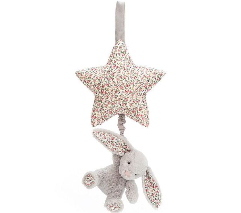 JellyCat Blossom Silver Bunny Musical Pull | Little Baby.