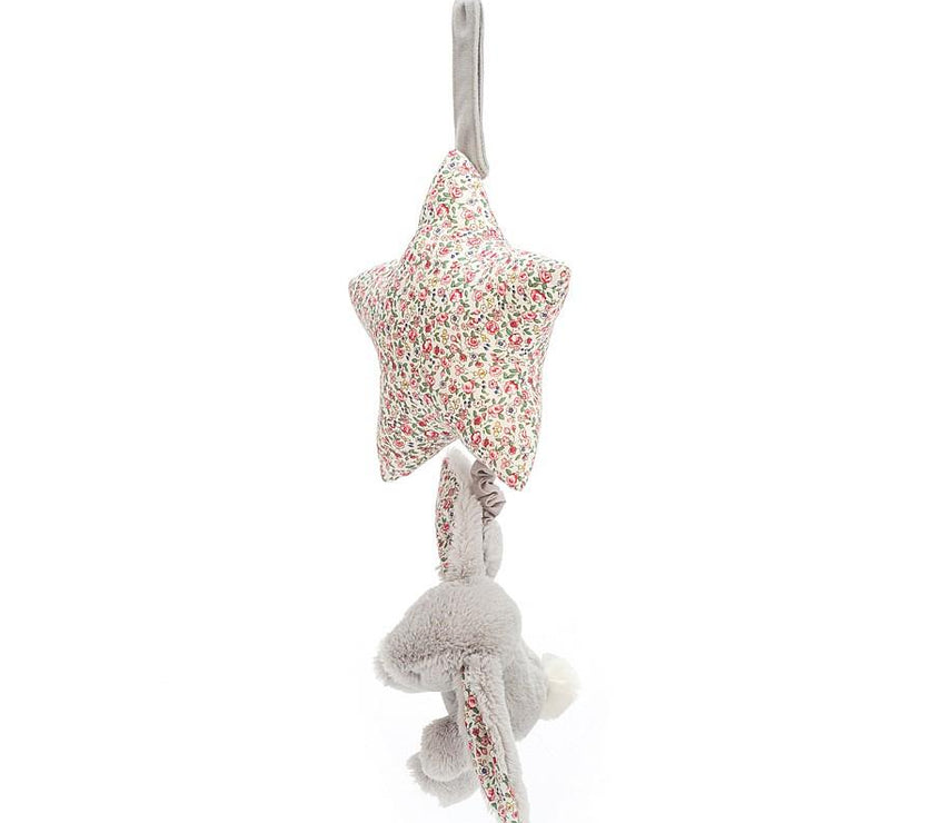 JellyCat Blossom Silver Bunny Musical Pull | Little Baby.