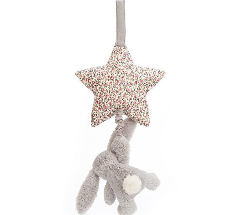 JellyCat Blossom Silver Bunny Musical Pull | Little Baby.
