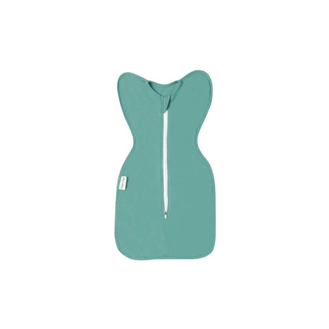 newborn arms up swaddle in mint colour