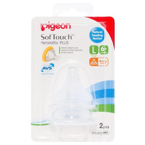 Pigeon SofTouch™ Peristaltic PLUS Wide-Neck Nipple (L) Y-Cut | Little Baby.
