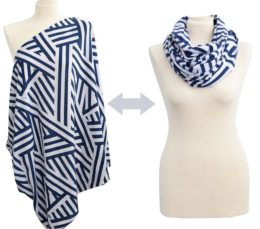 Itzy Ritzy Nursing Happens™ Infinity Breastfeeding Scarf - City Chevron Navy | Little Baby.