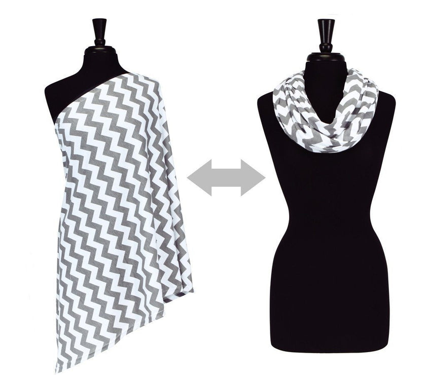 Itzy Ritzy Nursing Happens™ Infinity Breastfeeding Scarf - Grey Chevron | Little Baby.