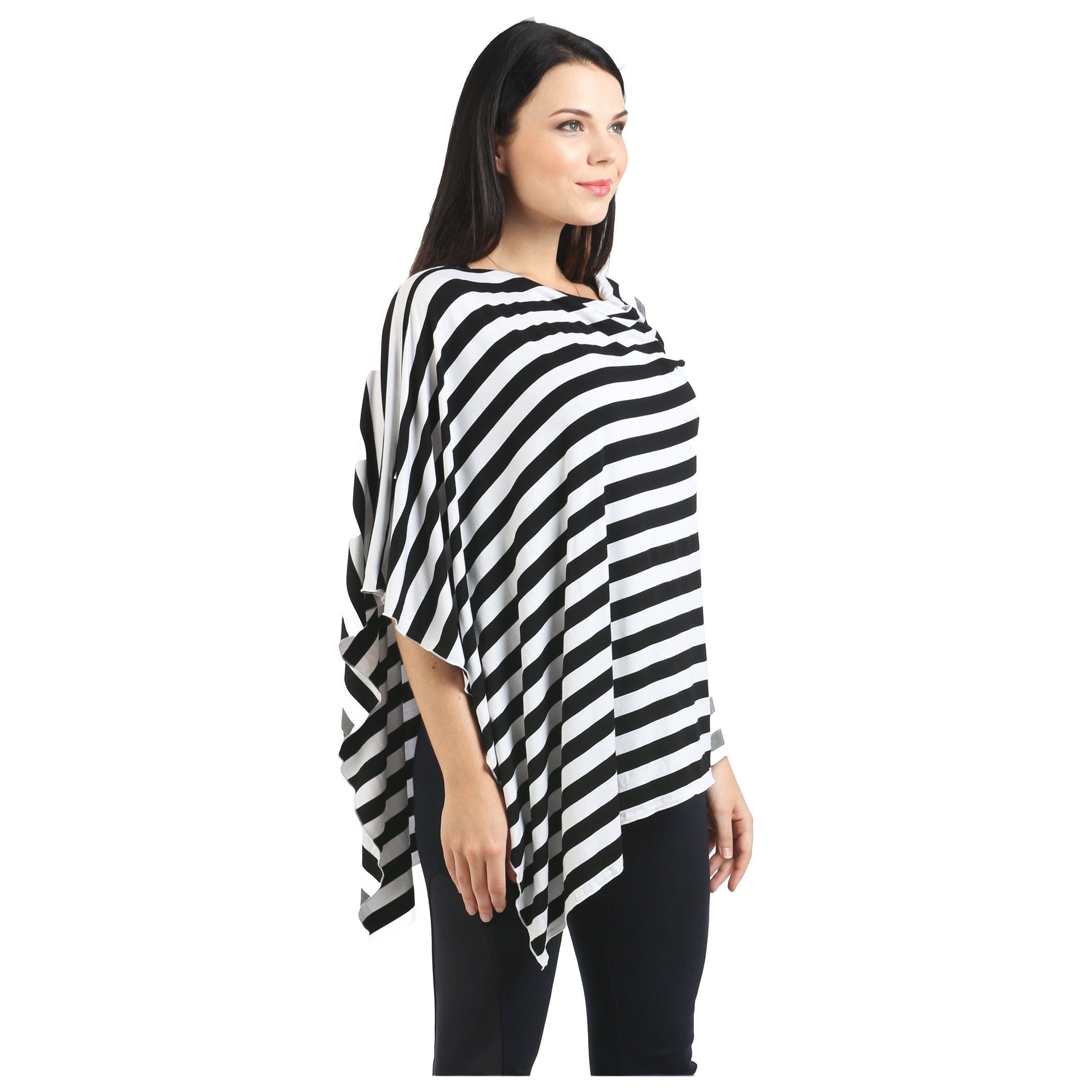 UberMums Black/White Stripe Nursing Poncho - Modal Spandex | Little Baby.