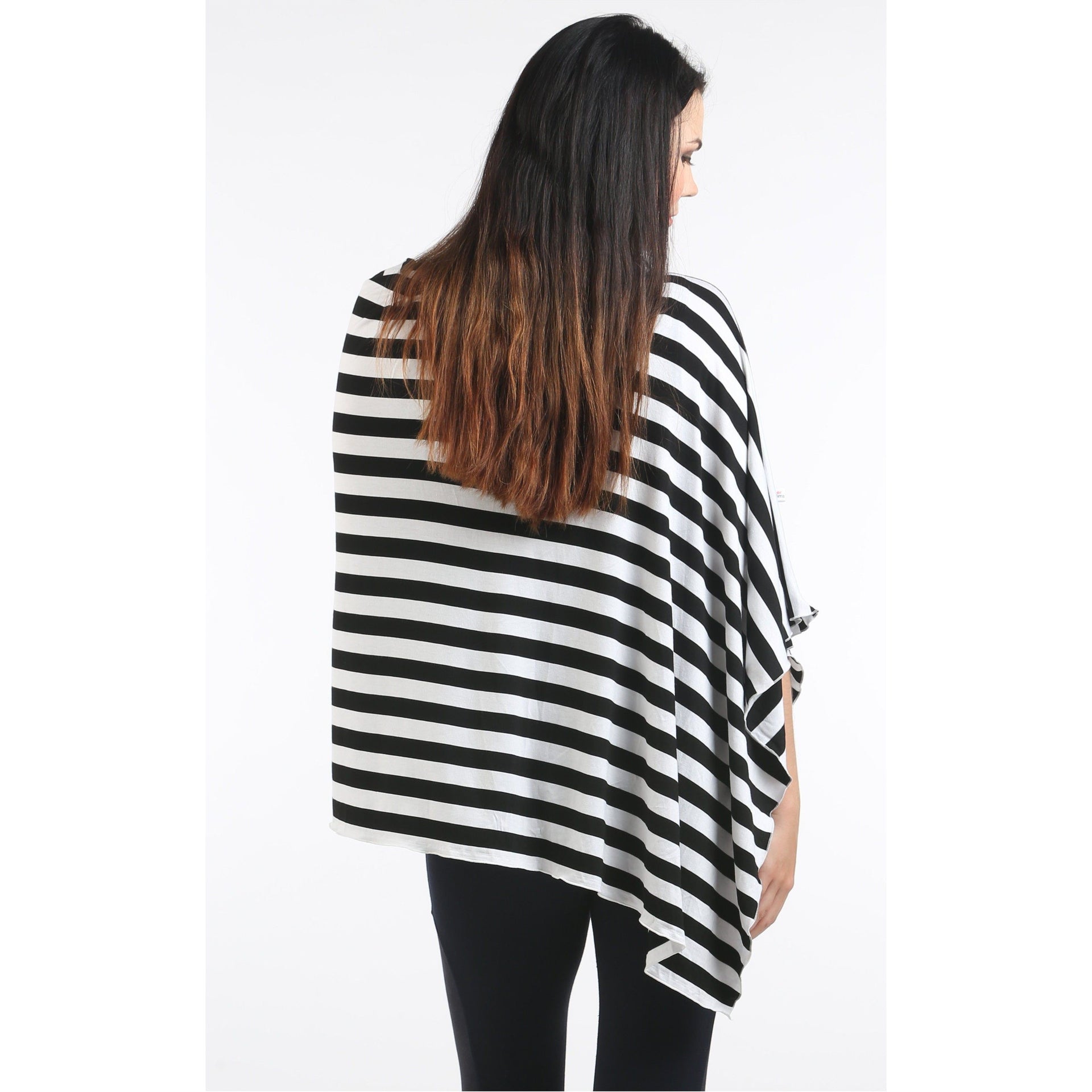 UberMums Black/White Stripe Nursing Poncho - Modal Spandex | Little Baby.
