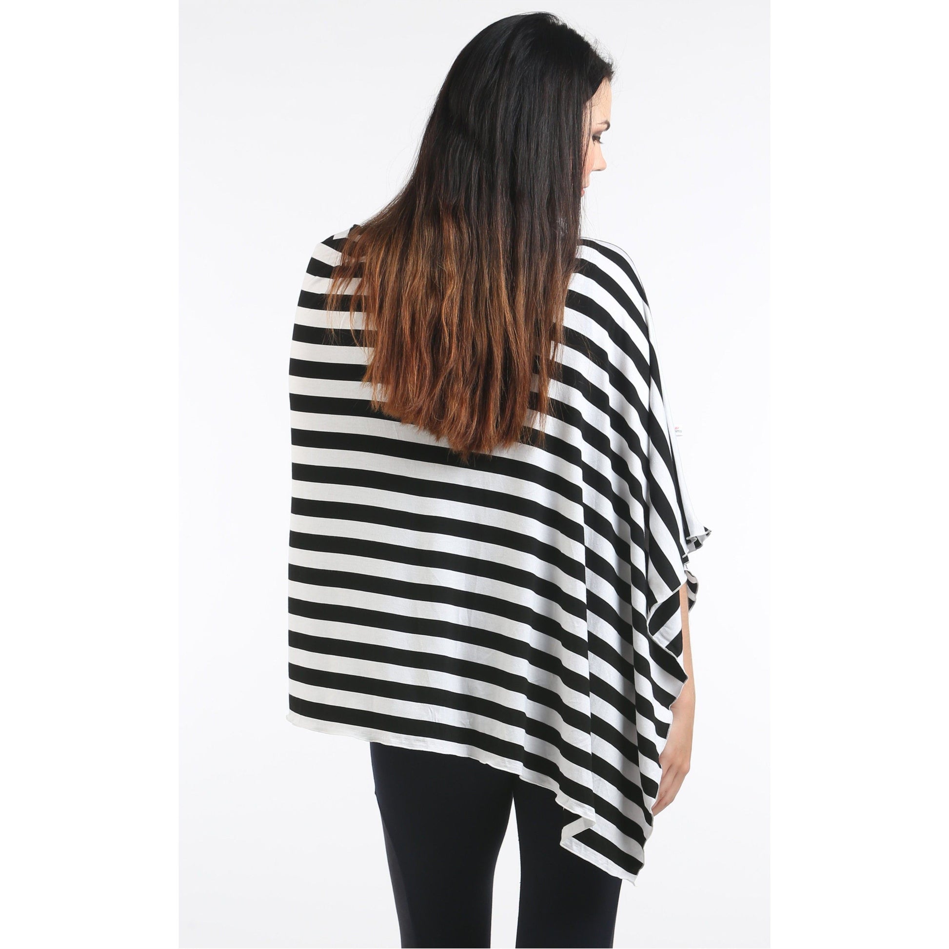 UberMums Black/White Stripe Nursing Poncho - Modal Spandex | Little Baby.