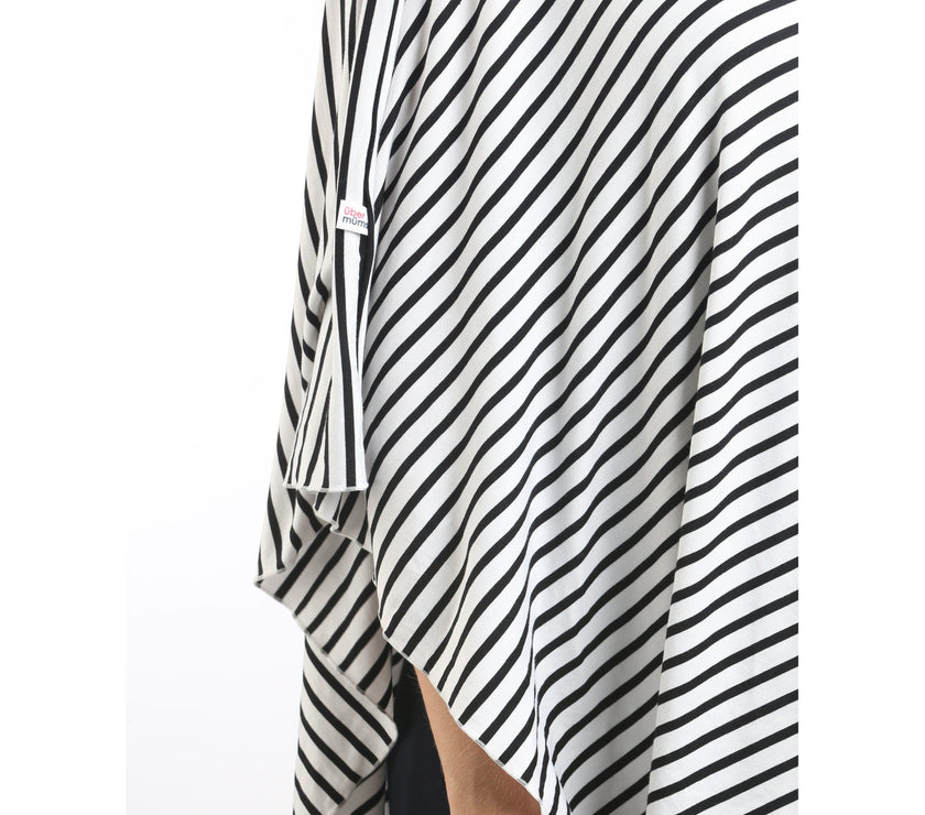 UberMums BlackWhite Skinny Stripe Nursing Poncho - Modal Spandex | Little Baby.