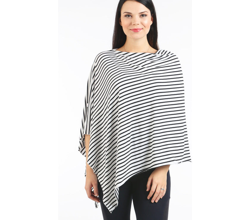 UberMums BlackWhite Skinny Stripe Nursing Poncho - Modal Spandex | Little Baby.