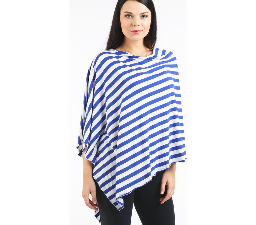 UberMums Blue/White Stripe Nursing Poncho - Modal Spandex | Little Baby.
