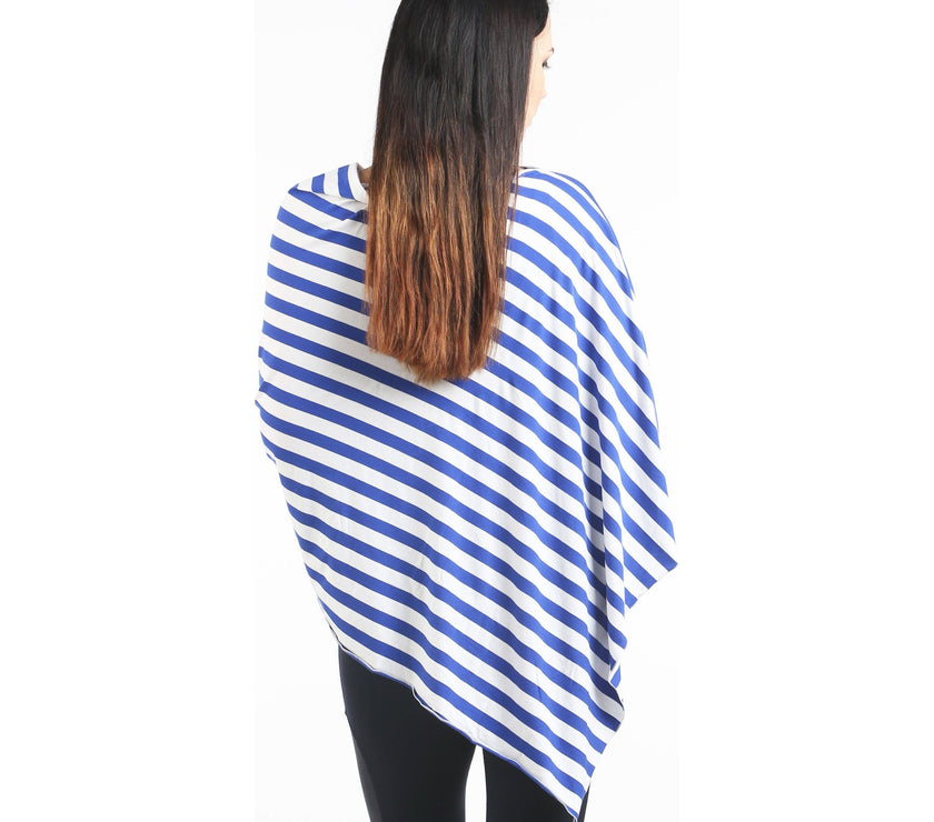 UberMums Blue/White Stripe Nursing Poncho - Modal Spandex | Little Baby.