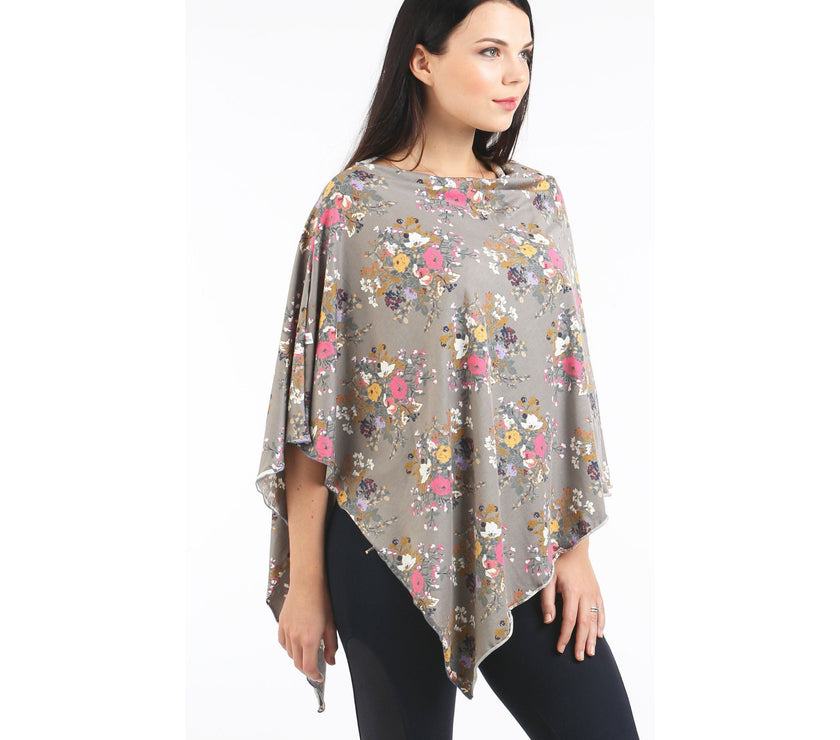 UberMums Earl Grey Floral Nursing Poncho - Modal Spandex | Little Baby.