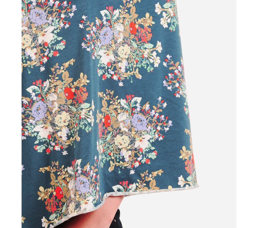 UberMums Iris Blue Floral Nursing Poncho - Modal Spandex | Little Baby.