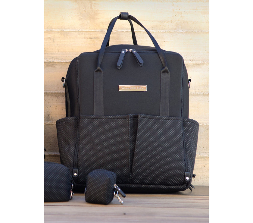 Petunia Pickle Bottom Inter-Mix Backpack: Black Neoprene | Little Baby.