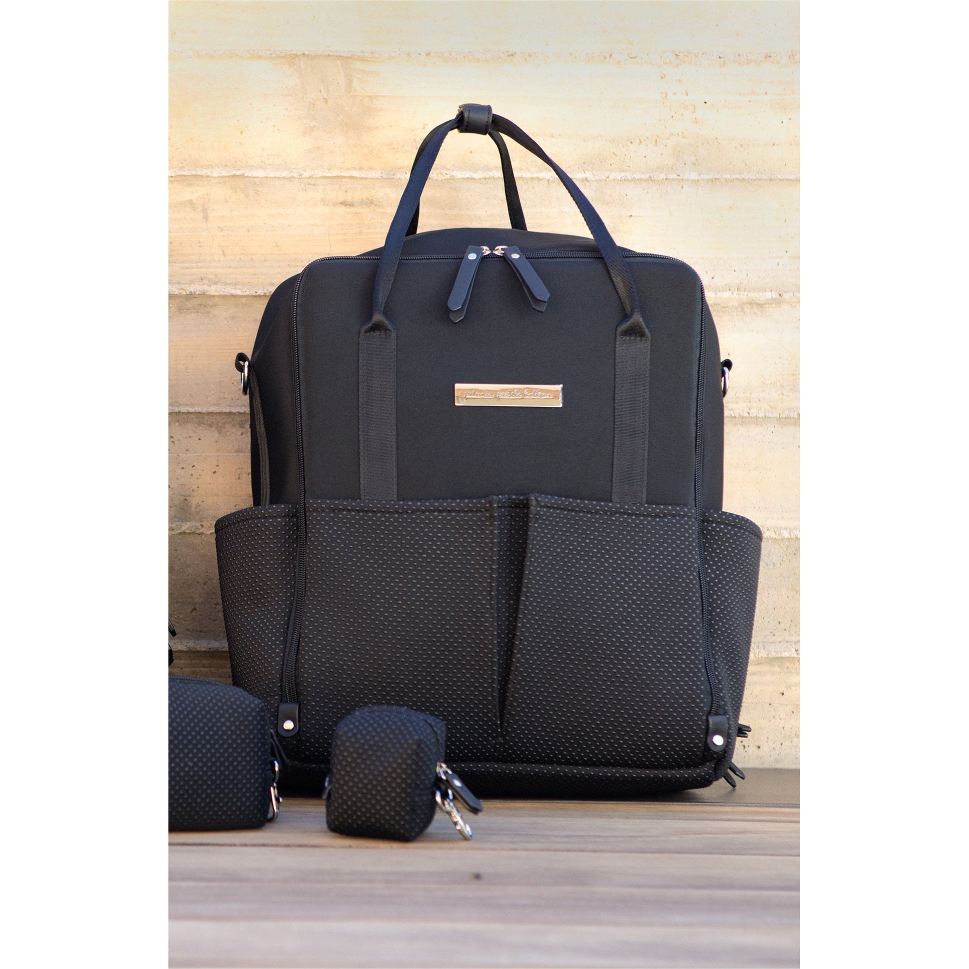 Petunia Pickle Bottom Inter-Mix Backpack: Black Neoprene | Little Baby.