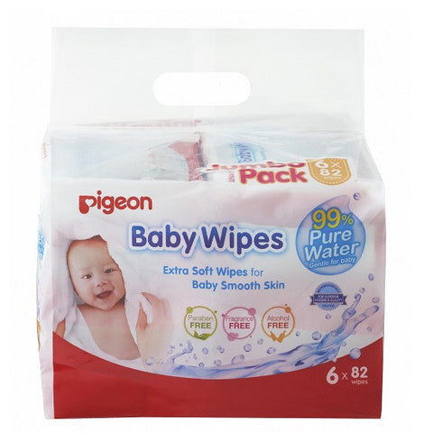 Pigeon Baby Wipes – 99% Pure Water (NEW) 82's, 6in1 | Little Baby.