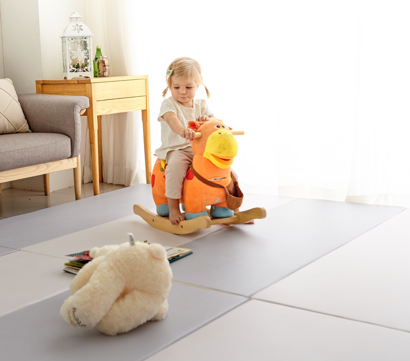 Foldaway Playmat W, 200 x 140 x 4cm (Pink Gray) | Little Baby.