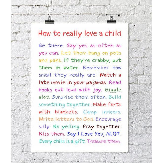 Lorliepop Prints How to really love a child - Canvas | Little Baby.