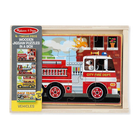Melissa & Doug Vehicles Jigsaw Puzzles in a Box | Little Baby.