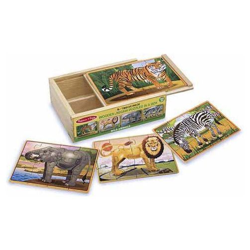 Melissa & Doug Wild Animals Jigsaw Puzzles in a Box | Little Baby.