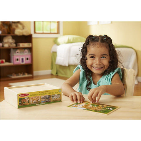 Melissa & Doug Wild Animals Jigsaw Puzzles in a Box | Little Baby.