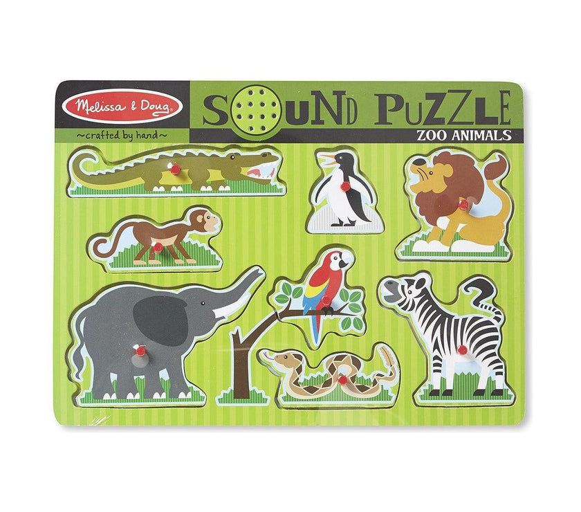 Melissa & Doug Zoo Animals Sound Puzzle - 8 Pieces | Little Baby.