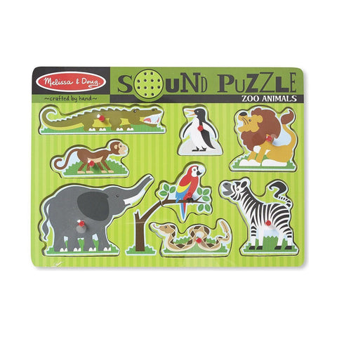 Melissa & Doug Zoo Animals Sound Puzzle - 8 Pieces | Little Baby.