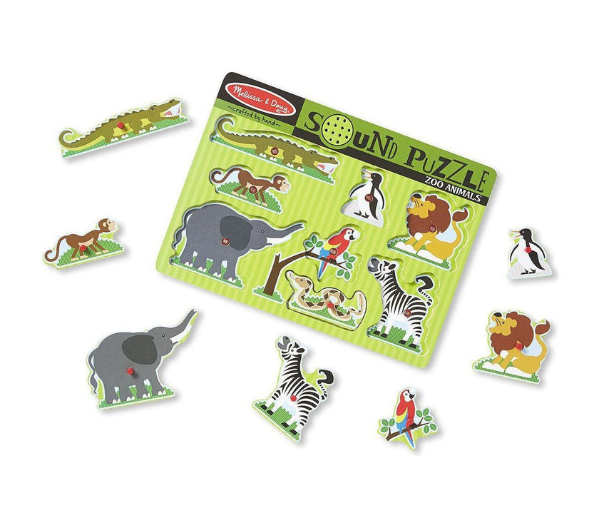 Melissa & Doug Zoo Animals Sound Puzzle - 8 Pieces | Little Baby.