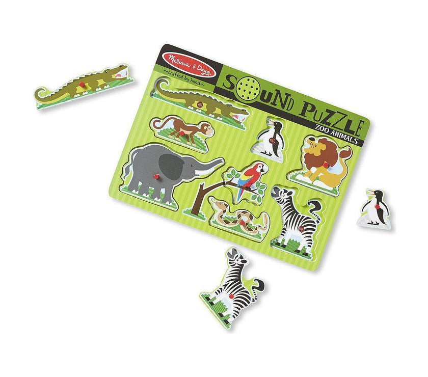 Melissa & Doug Zoo Animals Sound Puzzle - 8 Pieces | Little Baby.