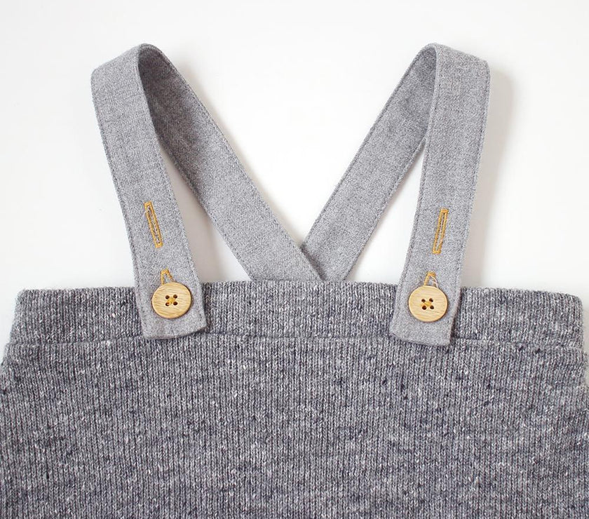 Hoppetta Knit Salopette Gray 80~90cm | Little Baby.