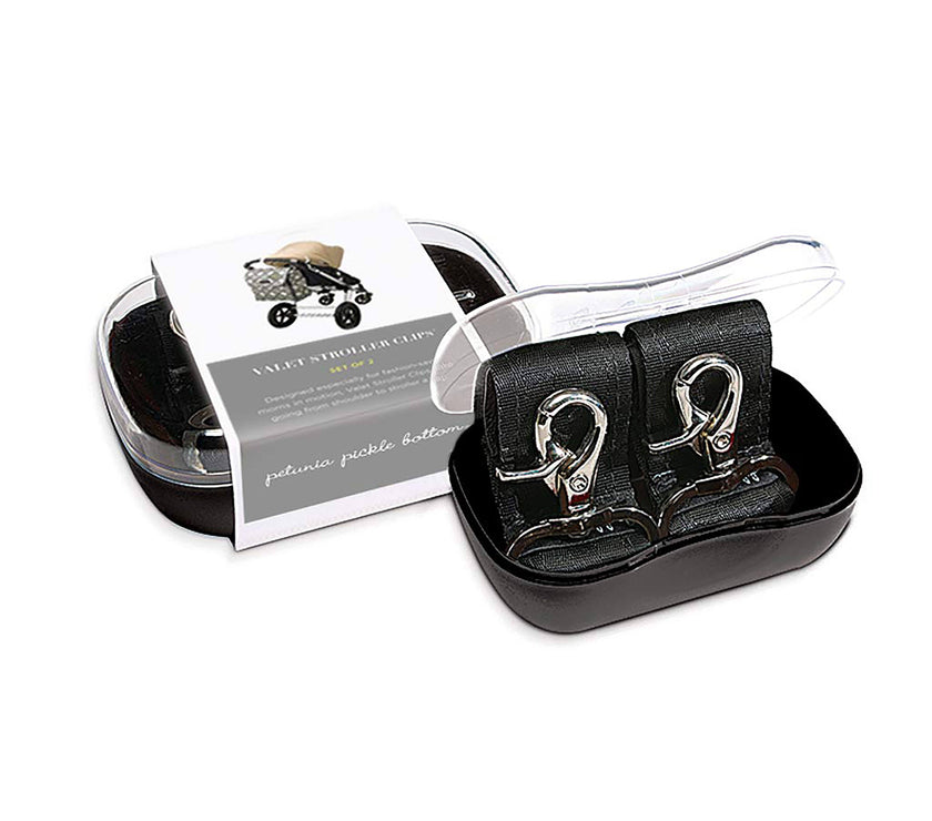 Petunia Pickle Bottom Valet Stroller Clips in Silver/Black | Little Baby.