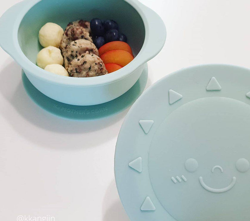 Mother's Corn Sunny Silicone Suction Bowl with Lid (Choose A Color) | Little Baby.