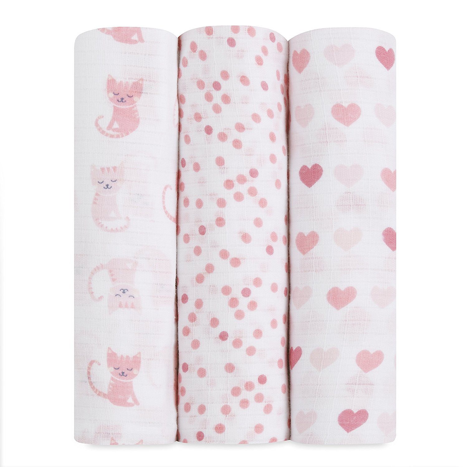 Ideal Baby by the Makers of Aden + Anais Swaddles 3 Pack - Kitty Love | Little Baby.