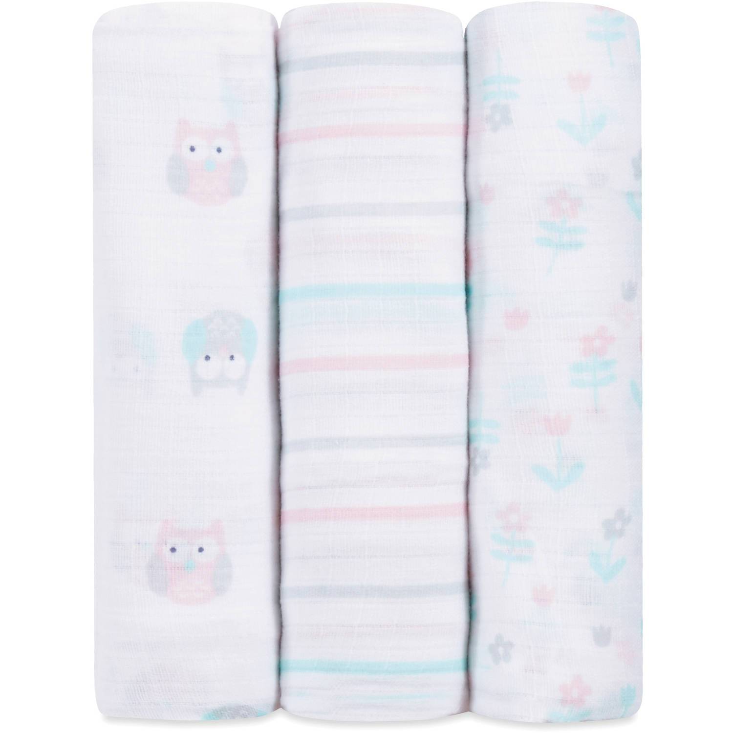Ideal Baby by the Makers of Aden Anais Swaddles 3 Pack Owls