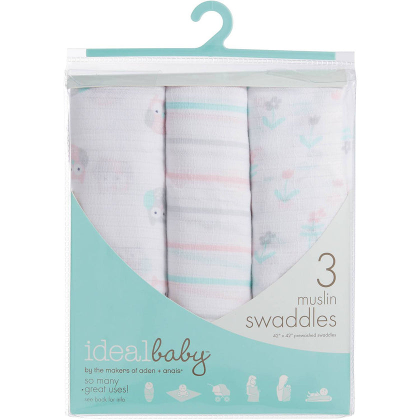 Ideal Baby by the Makers of Aden + Anais Swaddles 3 Pack - Owls | Little Baby.