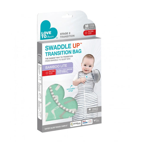 Love To Dream Swaddle UP 50/50 Transition Bamboo Lite -Arrow Mint | Little Baby.