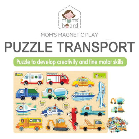 Momsboard Magnetic Puzzle – Transport (Opp) | Little Baby.