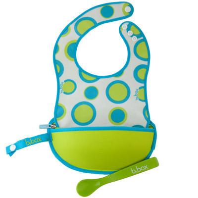 B.box Travel Bib w/ Baby Spoon (Retro Circles) | Little Baby.