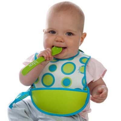 B.box Travel Bib w/ Baby Spoon (Retro Circles) | Little Baby.