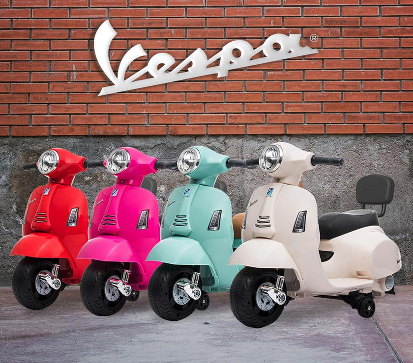 Vespa GTS Mini Electric Ride-On Kids Scooter (Assorted Designs) - Pre Order