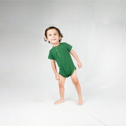 Charmant Kids Peter Pan Waffle Short - Green | Little Baby.