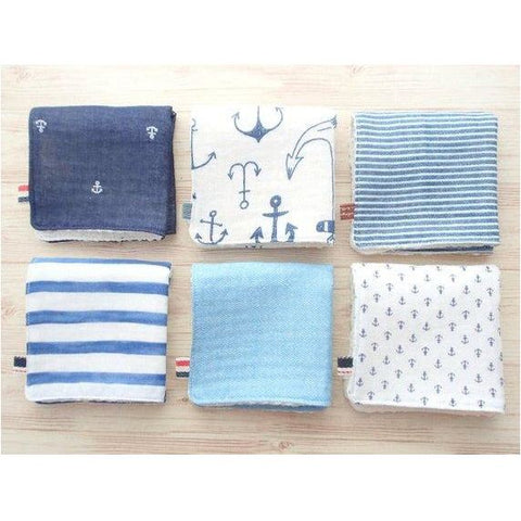 Jingle Baby Wipe Cloth Set of 6 - Japanese Double Gauze Soft Muslin - Anchor | Little Baby.