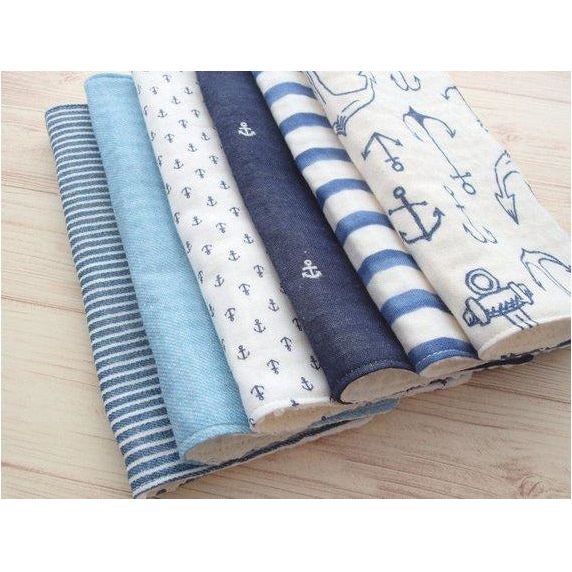 Jingle Baby Wipe Cloth Set of 6 - Japanese Double Gauze Soft Muslin - Anchor | Little Baby.