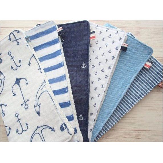 Jingle Baby Wipe Cloth Set of 6 - Japanese Double Gauze Soft Muslin - Anchor | Little Baby.